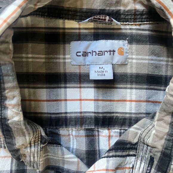 CARHARTT Mens Relaxed Fit Lightweight Gray Plaid Short Sleeve Size Medium - Picture 3 of 7